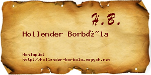 Hollender Borbála névjegykártya